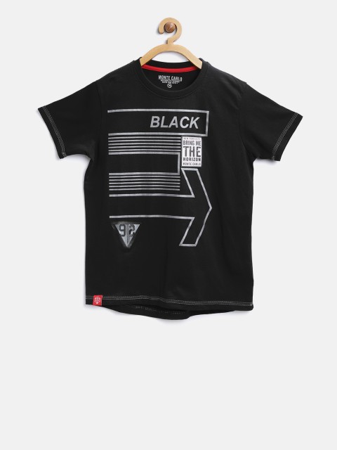 

Monte Carlo Boys Black Printed Round Neck T-shirt