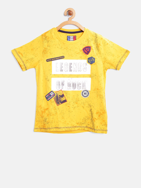 

Tweens by Monte Carlo Boys Yellow Printed Round Neck T-shirt