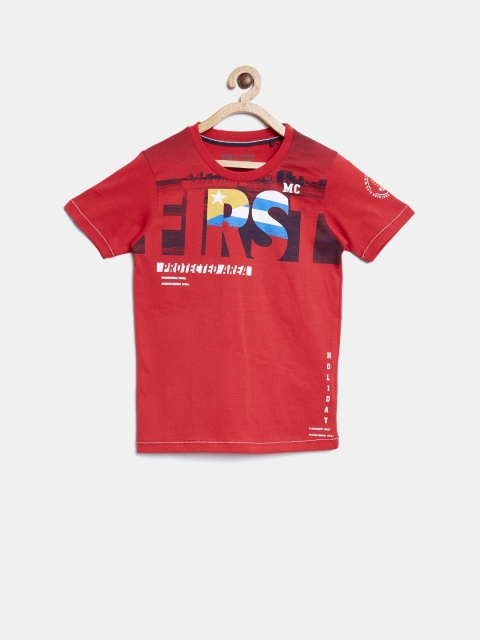 

Monte Carlo Boys Red Printed Round Neck T-shirt