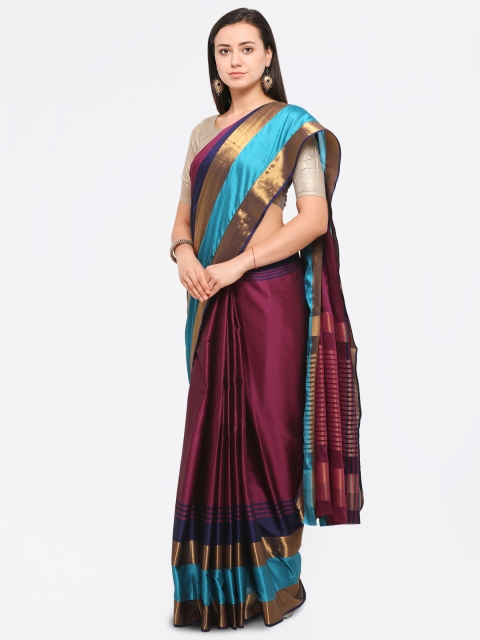 

Saree mall Maroon Silk Cotton Solid Banarasi Saree