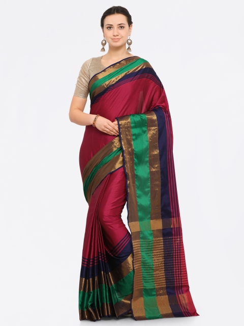 

Saree mall Maroon Silk Cotton Solid Banarasi Saree