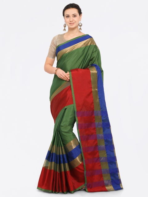

Saree mall Green Silk Cotton Solid Banarasi Saree