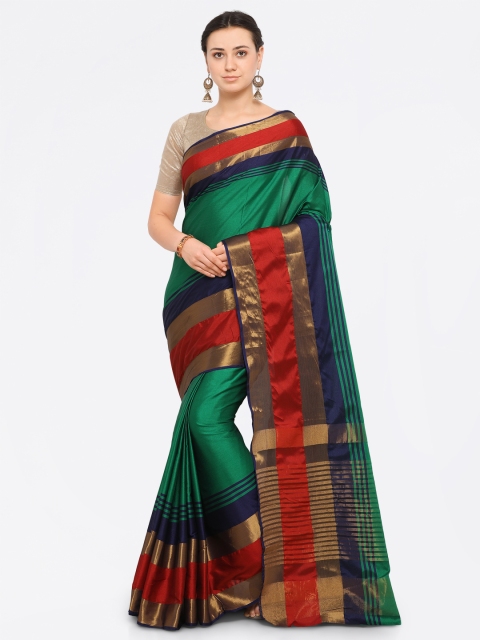 

Saree mall Green Silk Cotton Solid Banarasi Saree
