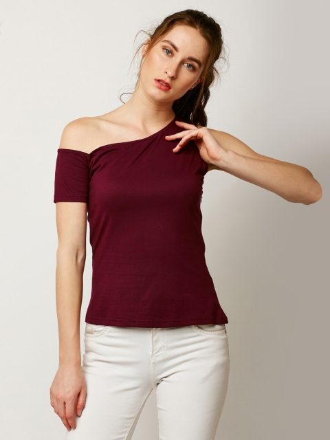 

Miss Chase Women Maroon Solid Pure Cotton Top