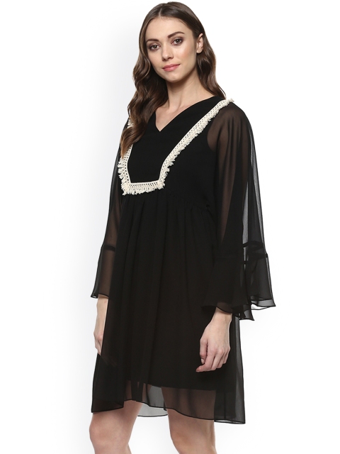 

MABISH by Sonal Jain Women Black Printed Fit and Flare Dress