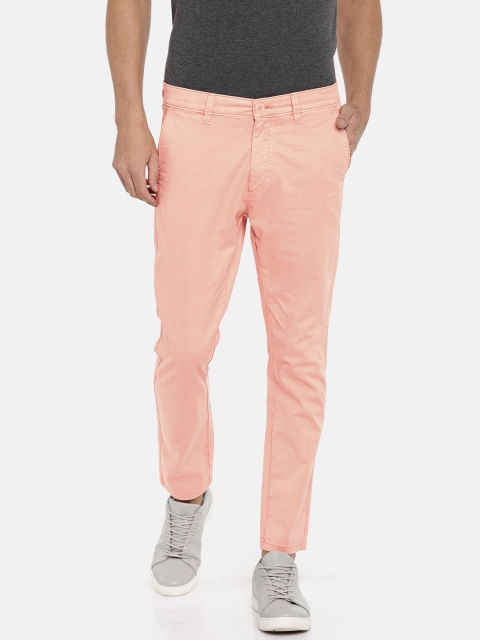 

Mast & Harbour Men Pink Slim Fit Solid Chinos