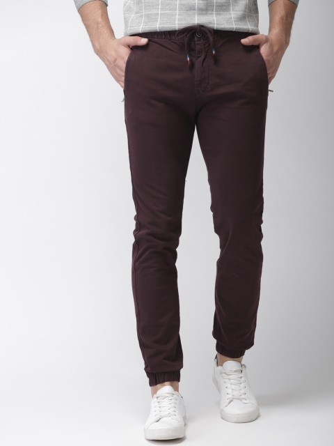 

Mast & Harbour Men Burgundy Regular Fit Solid Joggers
