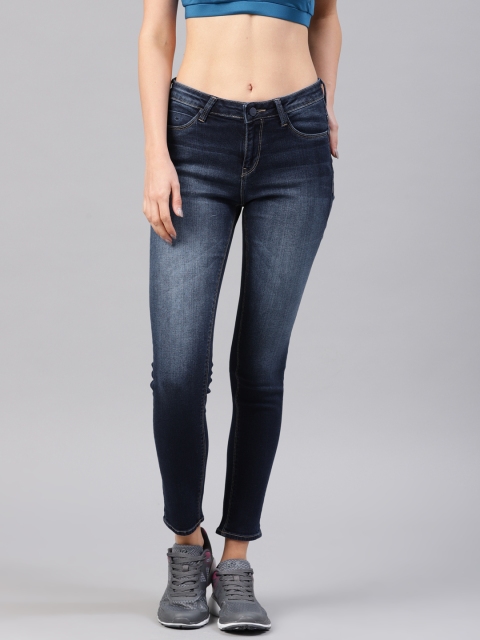 

HRX by Hrithik Roshan Women Blue Skinny Fit Mid-Rise Clean Look Stretchable Jeans