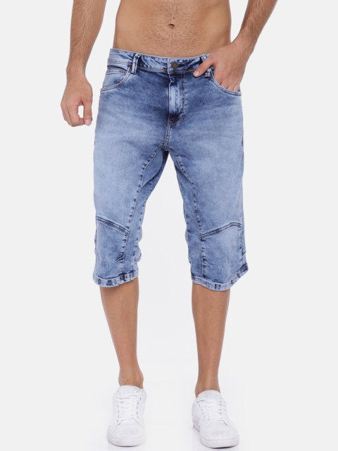 

HERE&NOW Men Blue Solid Regular Fit Denim Shorts