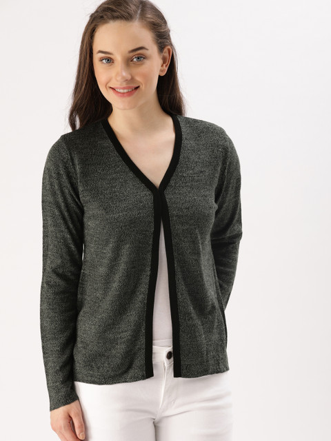 

DressBerry Women Charcoal Grey Solid Cardigan