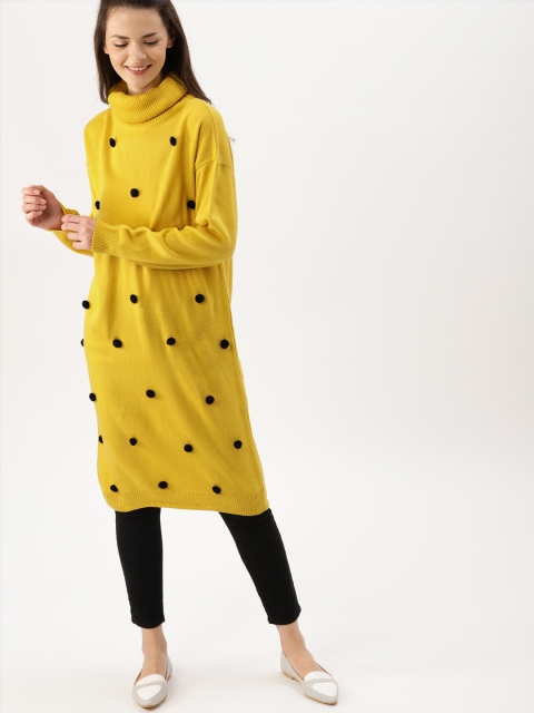

DressBerry Women Mustard Longline Pullover