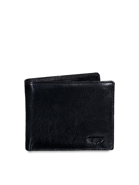 

Red Tape Men Black Textured Two Fold Wallet