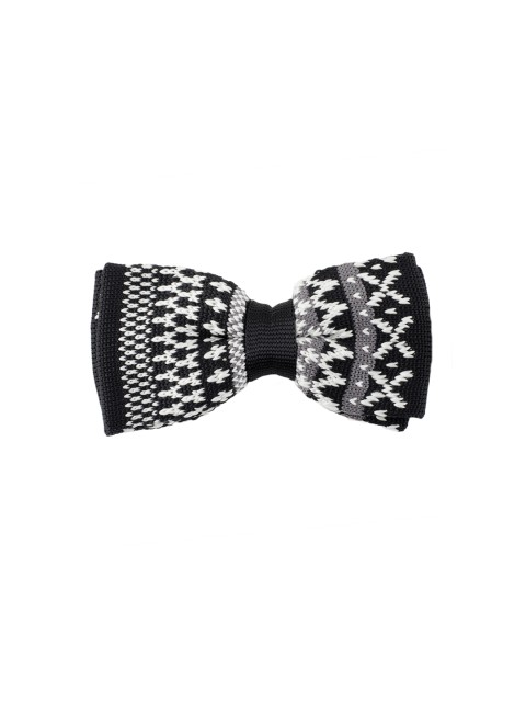 

Tossido Black & White Woven Design Bow Tie