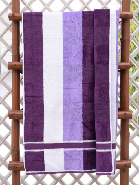 

Avira Home Purple & Lavender Striped 470 GSM Cotton Bath Towel