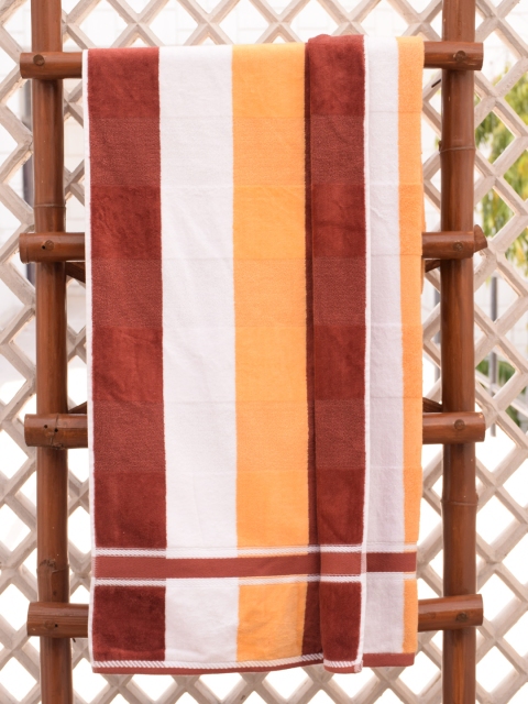 

Avira Home Brown & White Striped 470 GSM Cotton Bath Towel