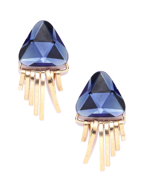 

Shining Diva Blue & Gold-Toned Contemporary Studs