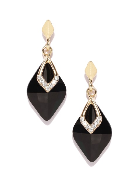 

Shining Diva Black & Gold-Toned Contemporary Drop Earrings