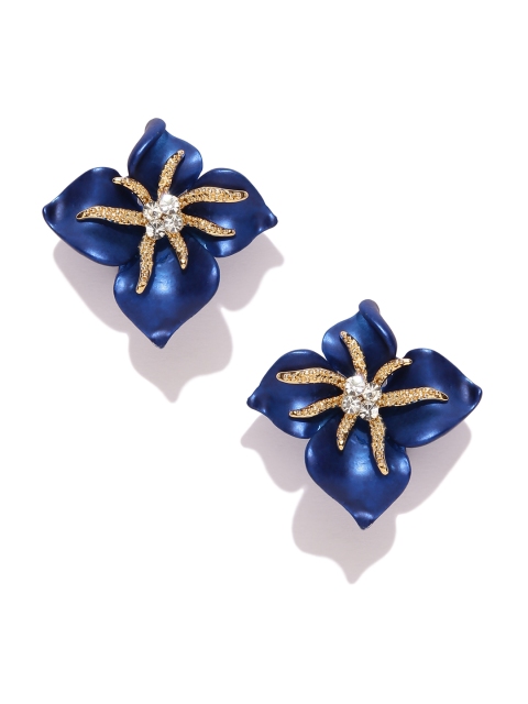 

Shining Diva Fashion Blue Gold-Toned Contemporary Studs