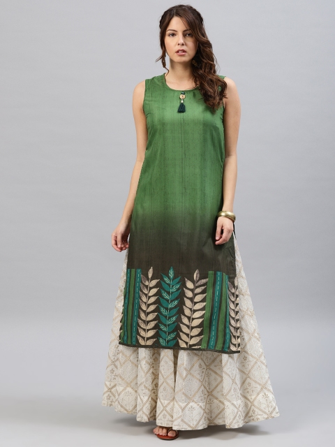 

Shree Women Green Solid Straight Kurta