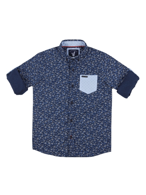 

URBAN SCOTTISH Boys Blue & Navy Blue Regular Fit Printed Casual Shirt