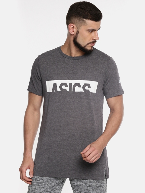 

ASICS Men Charcoal Grey Printed T-shirt