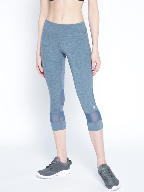 

ASICS Women Blue Melange 3/4 Solid Tights