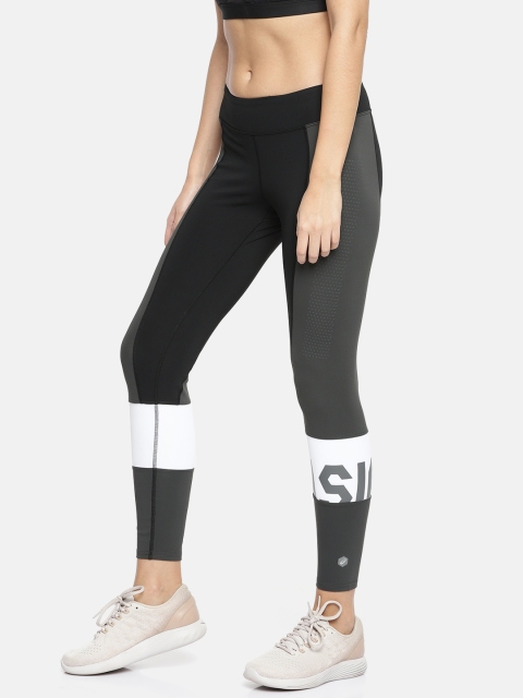 

ASICS Women Black & Grey Colourblocked Tights