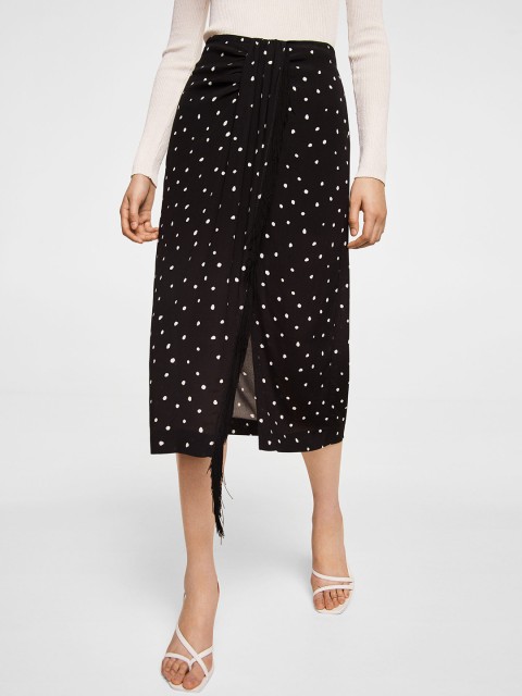 

MANGO Black & White Printed Wrap Skirt