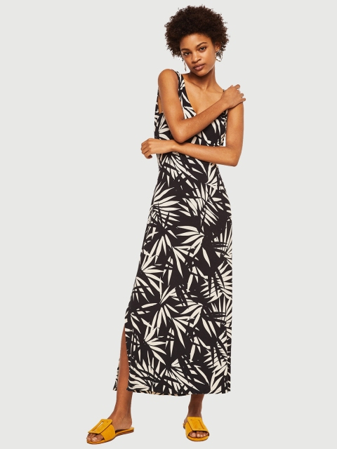 

MANGO Women Black Printed A-Line Maxi Dress