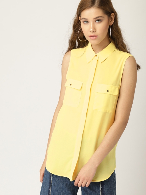 

MANGO Women Yellow Solid Regular Fit Shirt