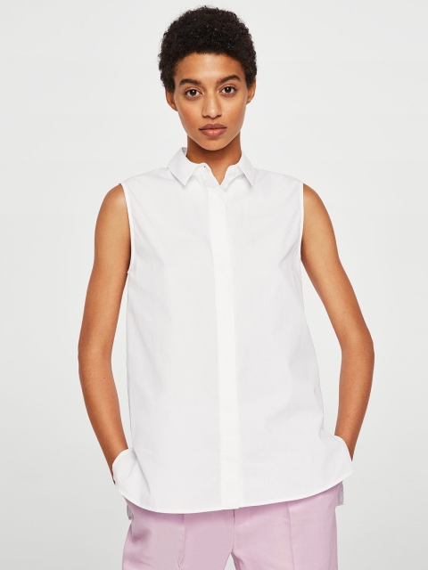 

MANGO Women White Regular Fit Solid Casual Shirt
