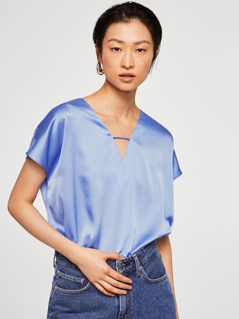 

MANGO Women Blue Top