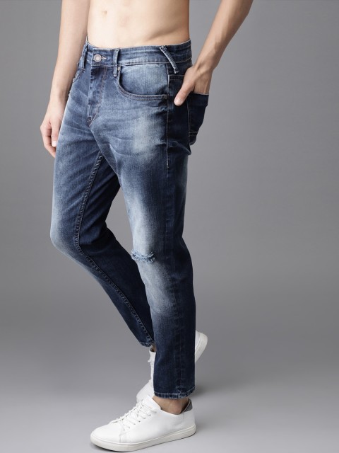 

Moda Rapido Men Blue Slim Fit Mid-Rise Slash Knee Stretchable Cropped Jeans