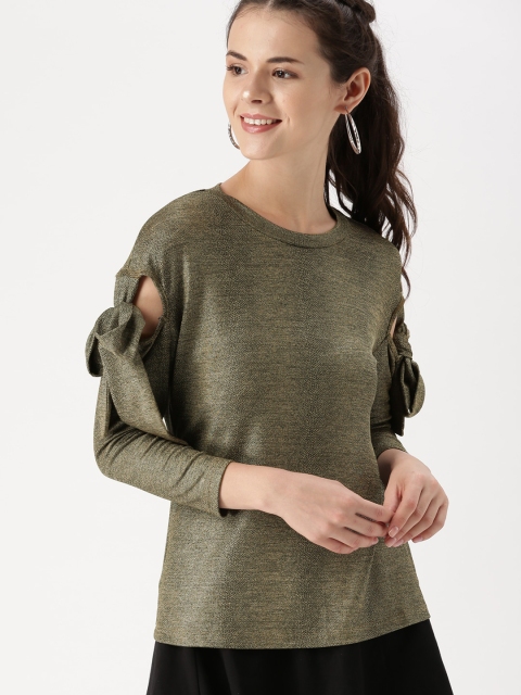 

DressBerry Women Black & Beige Two-Toned Sheen Top
