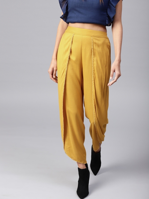 

SASSAFRAS Women Mustard Yellow Solid Dhoti Pants