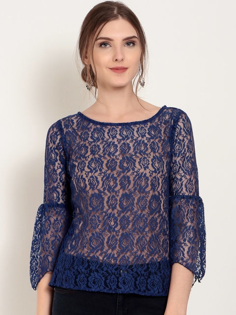 

Abiti Bella Women Navy Blue Self Design Top