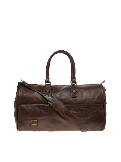 

Leather World Brown Genuine Leather Designer Duffle Travel Bag