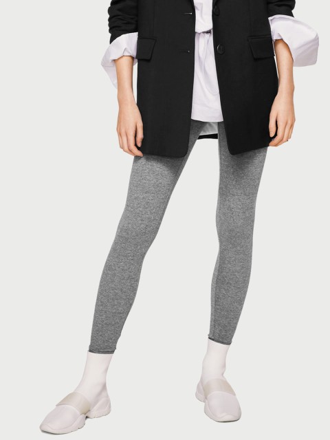 

MANGO Women Grey Solid Leggings