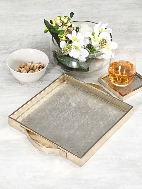 

Pure Home and Living Gold-Toned Printed Tray