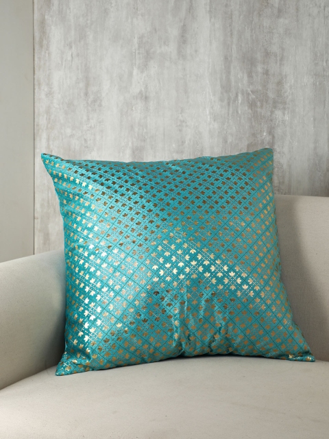 

Pure Home and Living Turquoise Blue Single Floral Square Cushion Cover