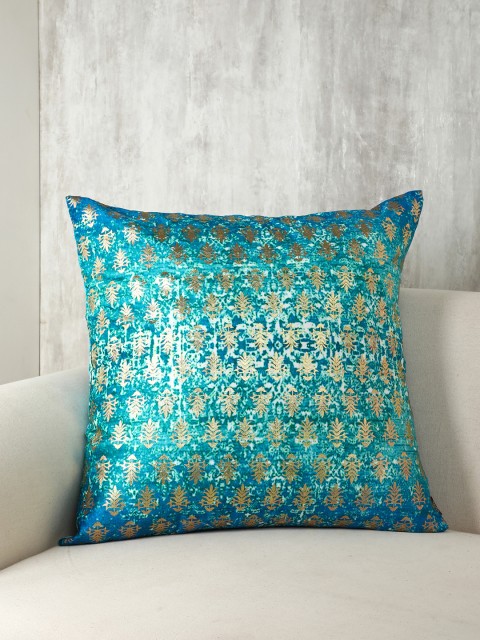 

Pure Home and Living Turquoise Blue Single Floral Square Cushion Cover
