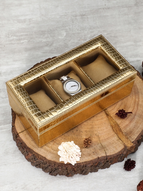 

Pure Home and Living Unisex Brown Watch Organiser, Gold