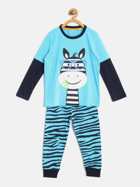 

Lazy Shark Boys Blue & White Printed Night Suit BDRS0090