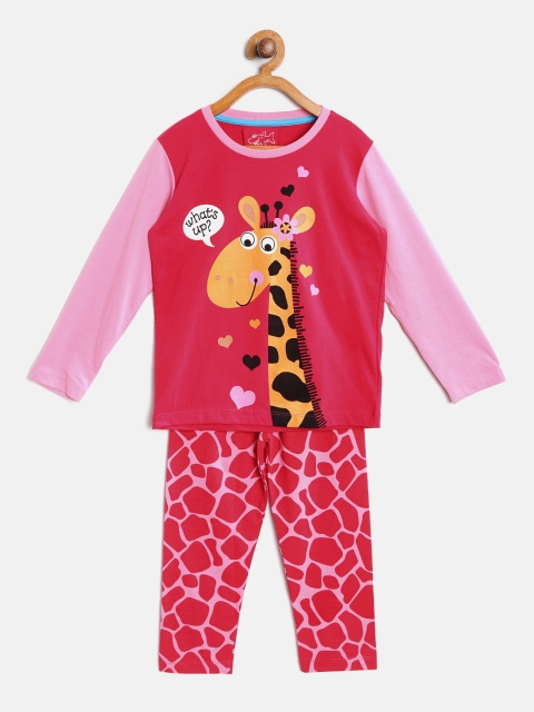 

Lazy Shark Girls Pink Printed Night Suit GDRS0084