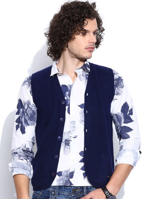 

United Colors of Benetton Navy Woollen Cardigan, Navy blue