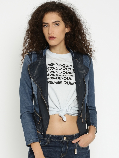 

Engross Women Blue Biker Jacket