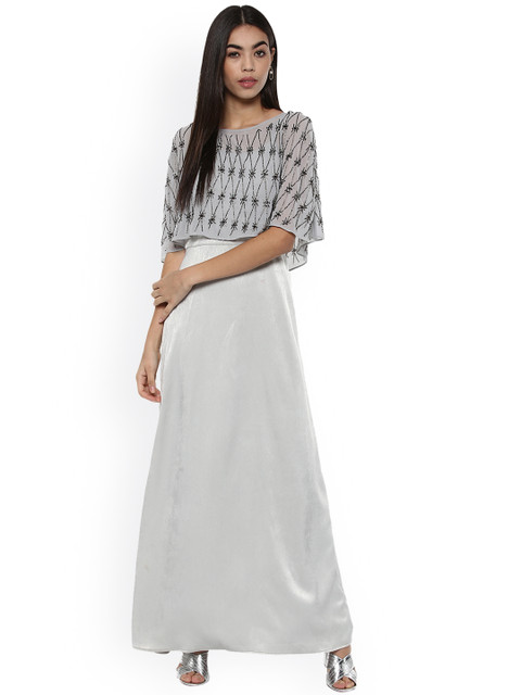 

Kazo Women Grey Embellished Maxi Dress