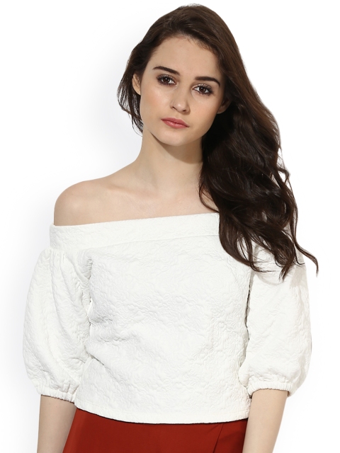 

Kazo Women White Self Design Top