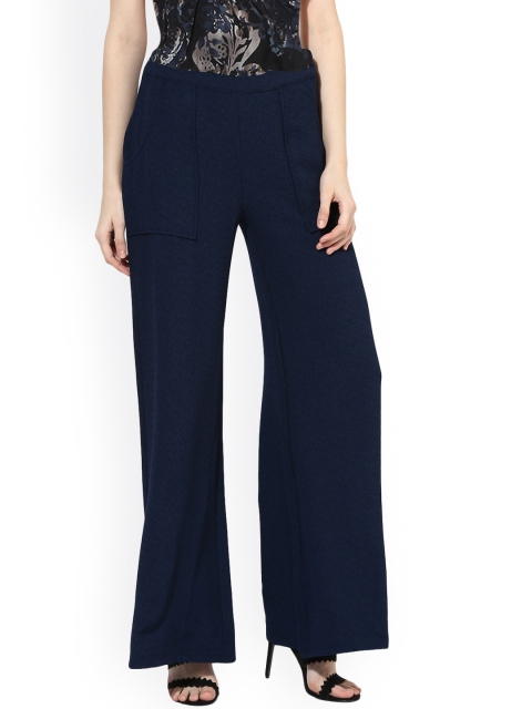 

Kazo Women Navy Blue Solid Flared Palazzos