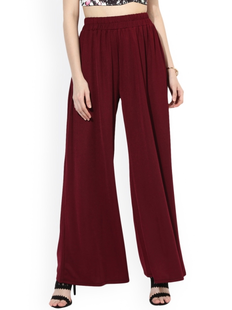 

Kazo Women Maroon Flared Solid Palazzos